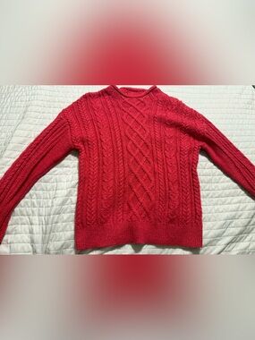 J. Crew dark pink Cable-Knit Crewneck Sweater XS